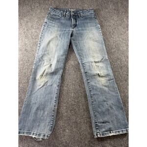 Members Jeans Womens 8 Blue Light Wash Distressed Bootcut Denim Pants Stretch